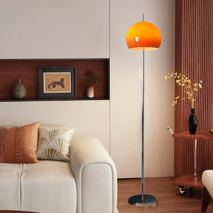 Modern Mid-Century Mushroom Round Iron Acrylic 2-Light Standing Floor Lamp For Living Room