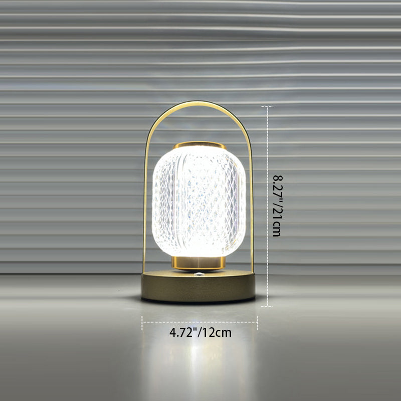 Modern Minimalist Handheld Cylindrical Iron Acrylic LED Table Lamp For Bedroom