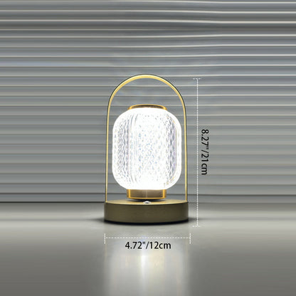 Modern Minimalist Handheld Cylindrical Iron Acrylic LED Table Lamp For Bedroom