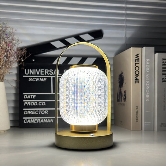 Modern Minimalist Handheld Cylindrical Iron Acrylic LED Table Lamp For Bedroom