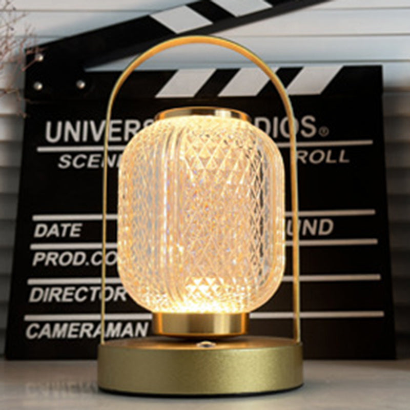Modern Minimalist Handheld Cylindrical Iron Acrylic LED Table Lamp For Bedroom