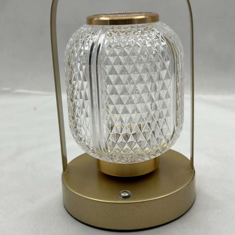 Modern Minimalist Handheld Cylindrical Iron Acrylic LED Table Lamp For Bedroom