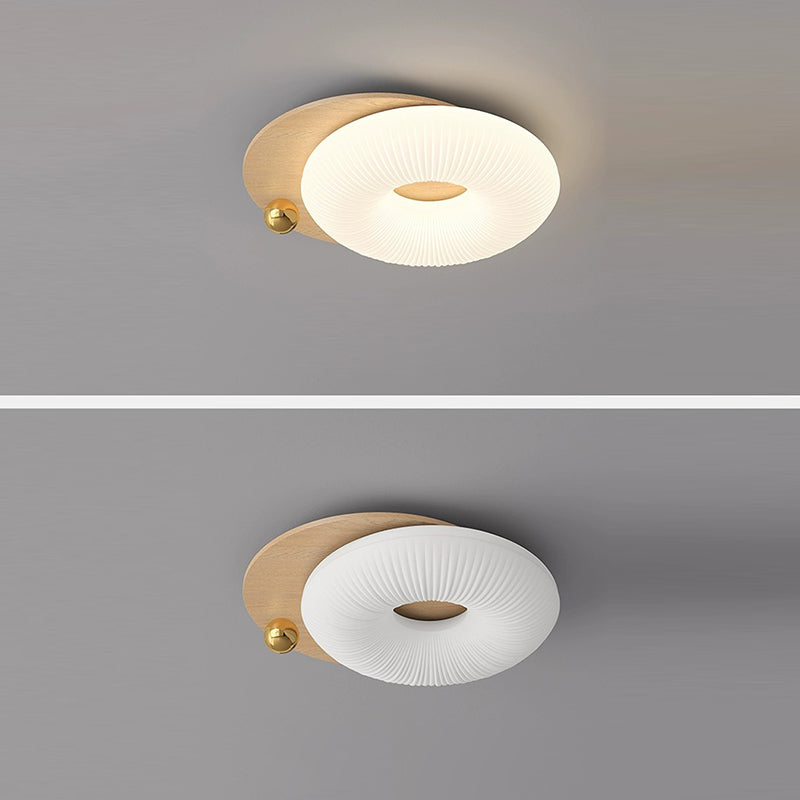 Modern Art Deco Flower Pentagon Round Triangle Wood Rotational Molding LED Flush Mount Ceiling Light For Bedroom