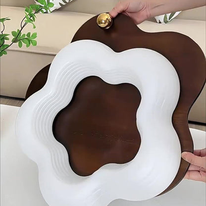 Modern Art Deco Flower Pentagon Round Triangle Wood Rotational Molding LED Flush Mount Ceiling Light For Bedroom