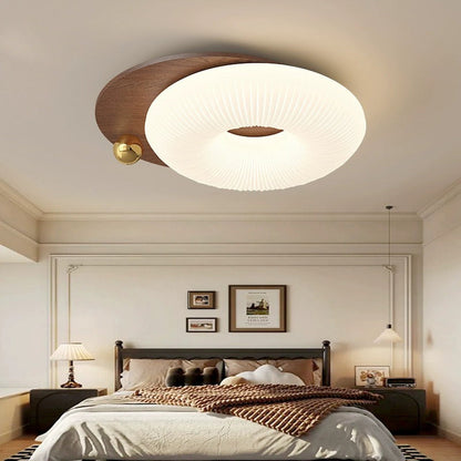 Modern Art Deco Flower Pentagon Round Triangle Wood Rotational Molding LED Flush Mount Ceiling Light For Bedroom