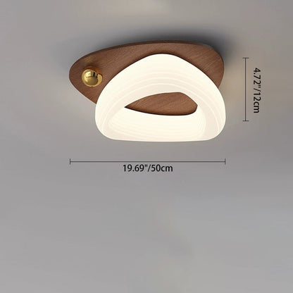 Modern Art Deco Flower Pentagon Round Triangle Wood Rotational Molding LED Flush Mount Ceiling Light For Bedroom