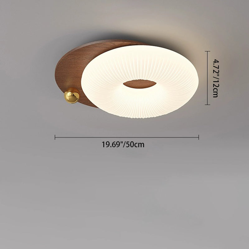 Modern Art Deco Flower Pentagon Round Triangle Wood Rotational Molding LED Flush Mount Ceiling Light For Bedroom
