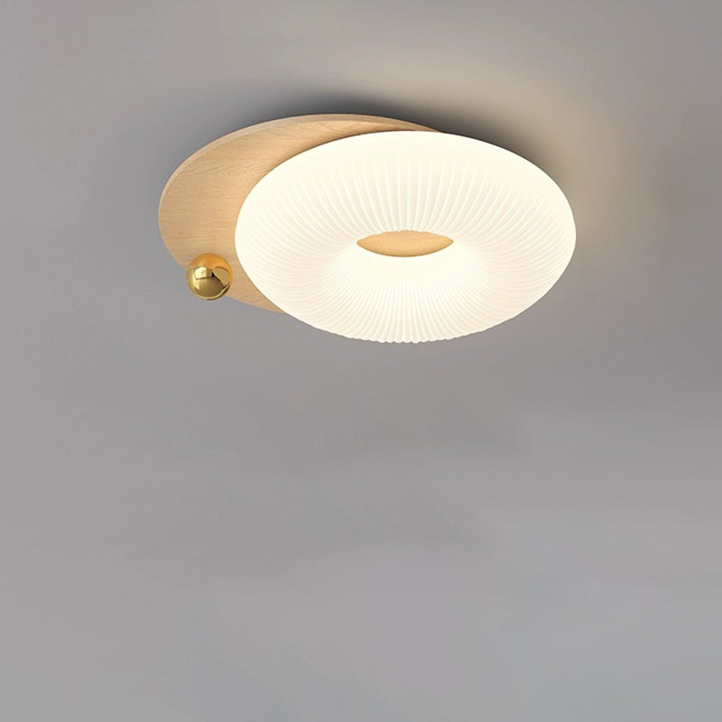 Modern Art Deco Flower Pentagon Round Triangle Wood Rotational Molding LED Flush Mount Ceiling Light For Bedroom