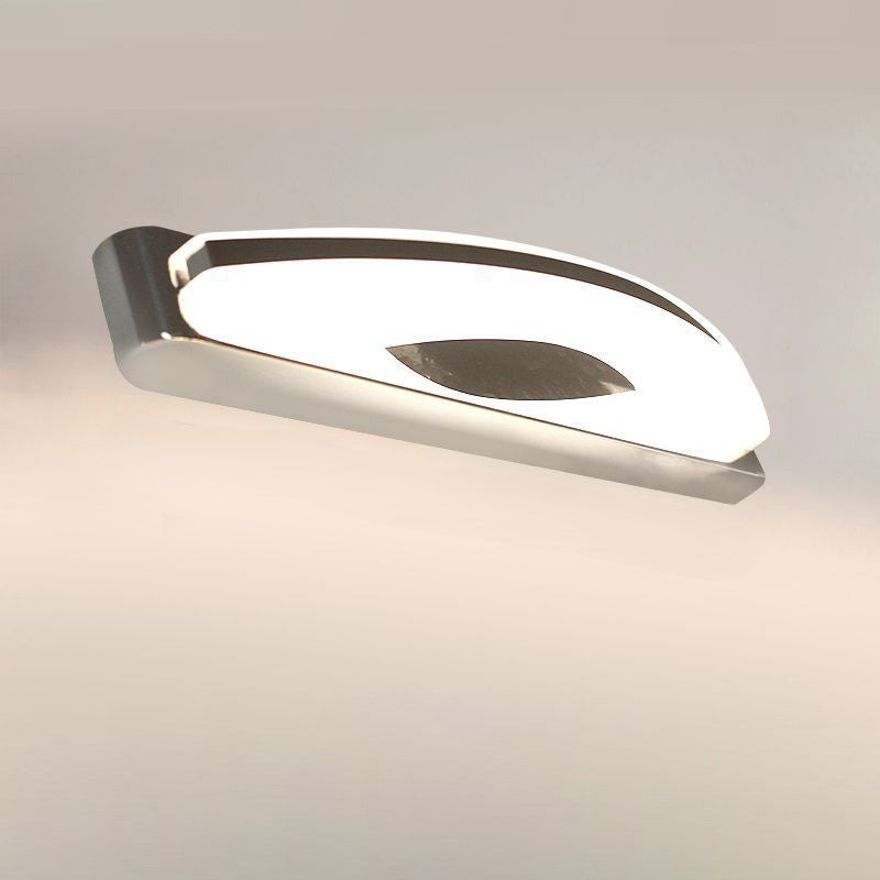 Modern Minimalist Oval Rectangle Stainless Steel Acrylic LED Wall Sconce Lamp For Bathroom