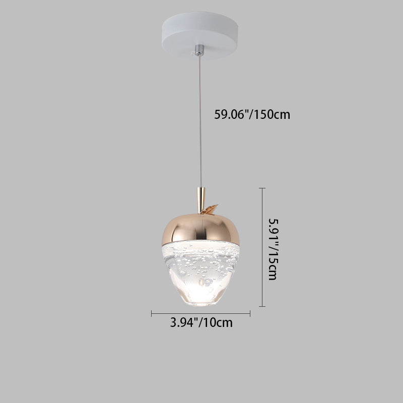 Contemporary Creative Apple Gourd Round Oval Aluminum Crystal LED Pendant Light For Bedroom