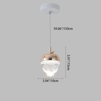 Contemporary Creative Apple Gourd Round Oval Aluminum Crystal LED Pendant Light For Bedroom