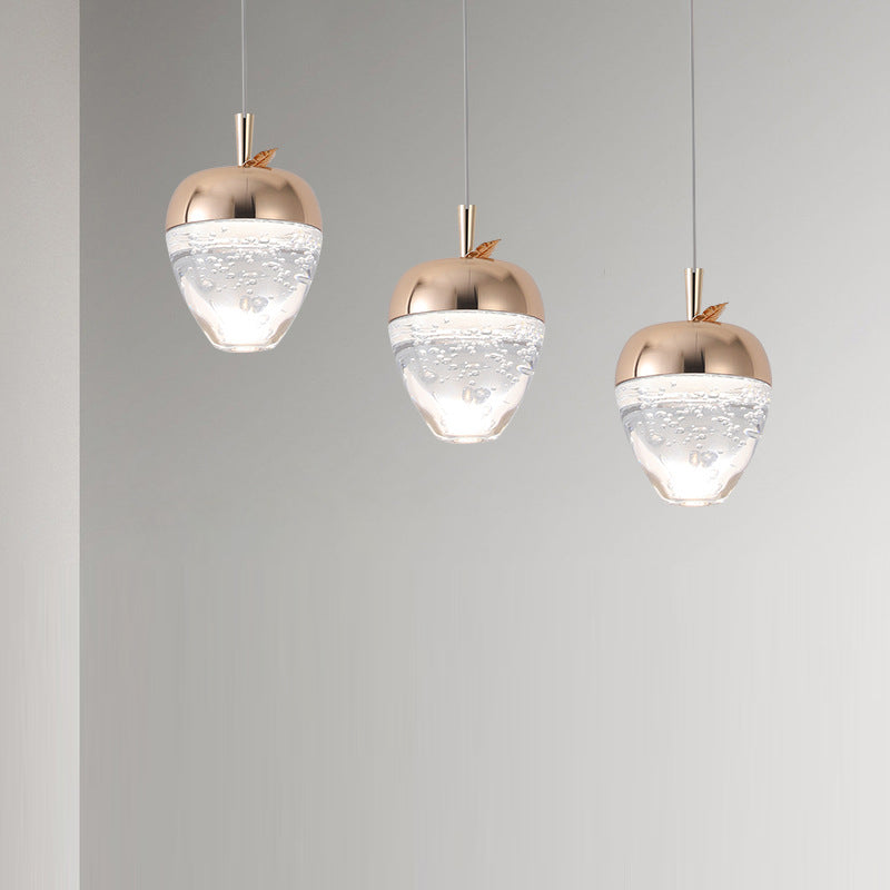 Contemporary Creative Apple Gourd Round Oval Aluminum Crystal LED Pendant Light For Bedroom