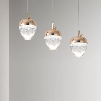 Contemporary Creative Apple Gourd Round Oval Aluminum Crystal LED Pendant Light For Bedroom