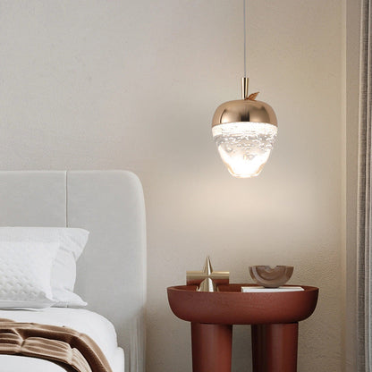 Contemporary Creative Apple Gourd Round Oval Aluminum Crystal LED Pendant Light For Bedroom
