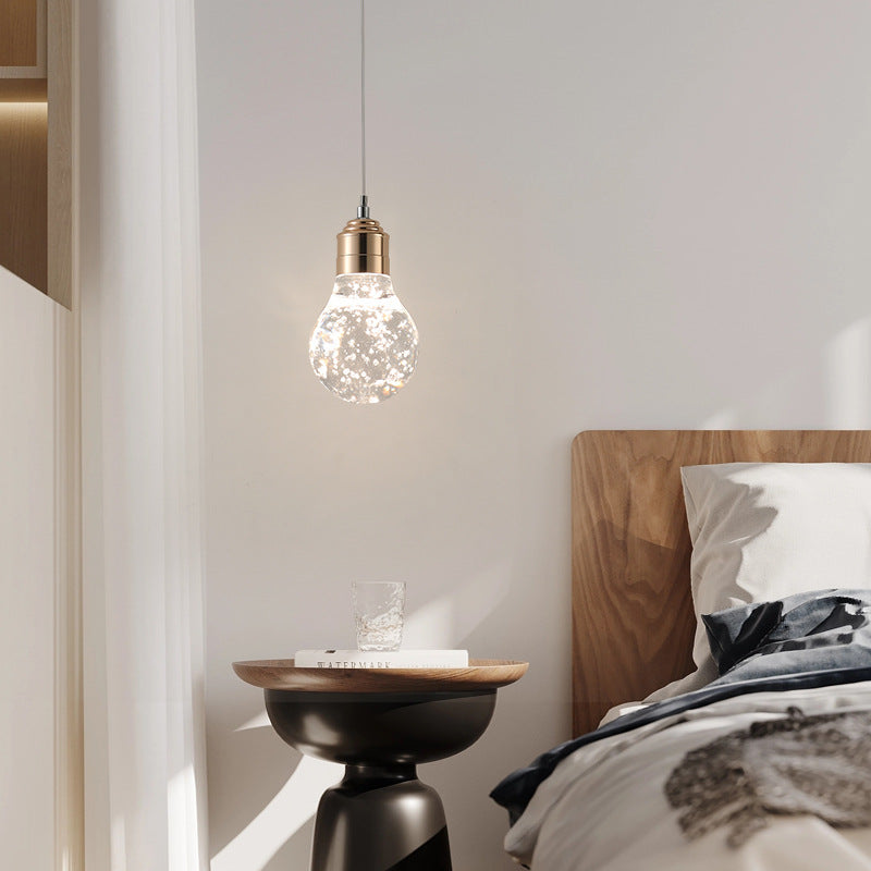 Contemporary Creative Apple Gourd Round Oval Aluminum Crystal LED Pendant Light For Bedroom