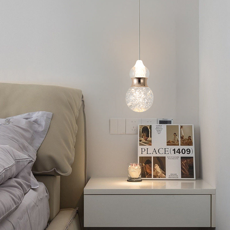 Contemporary Creative Apple Gourd Round Oval Aluminum Crystal LED Pendant Light For Bedroom