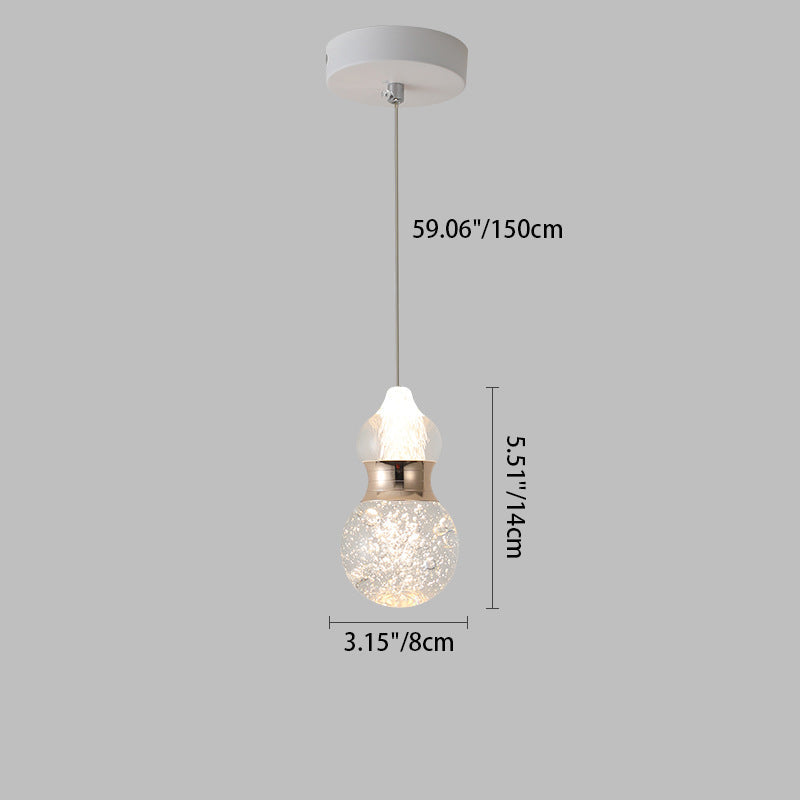 Contemporary Creative Apple Gourd Round Oval Aluminum Crystal LED Pendant Light For Bedroom