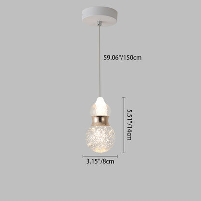 Contemporary Creative Apple Gourd Round Oval Aluminum Crystal LED Pendant Light For Bedroom