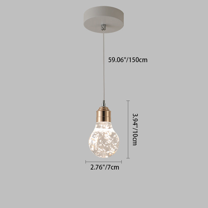 Contemporary Creative Apple Gourd Round Oval Aluminum Crystal LED Pendant Light For Bedroom