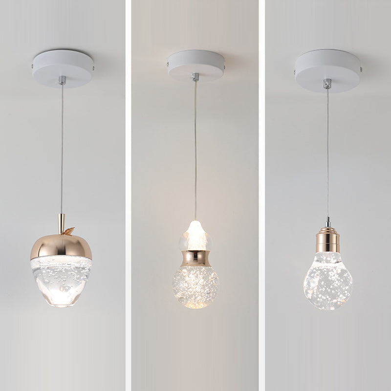 Contemporary Creative Apple Gourd Round Oval Aluminum Crystal LED Pendant Light For Bedroom