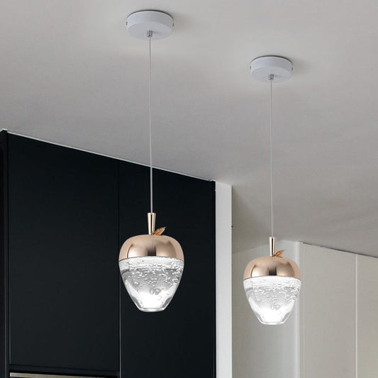 Contemporary Creative Apple Gourd Round Oval Aluminum Crystal LED Pendant Light For Bedroom