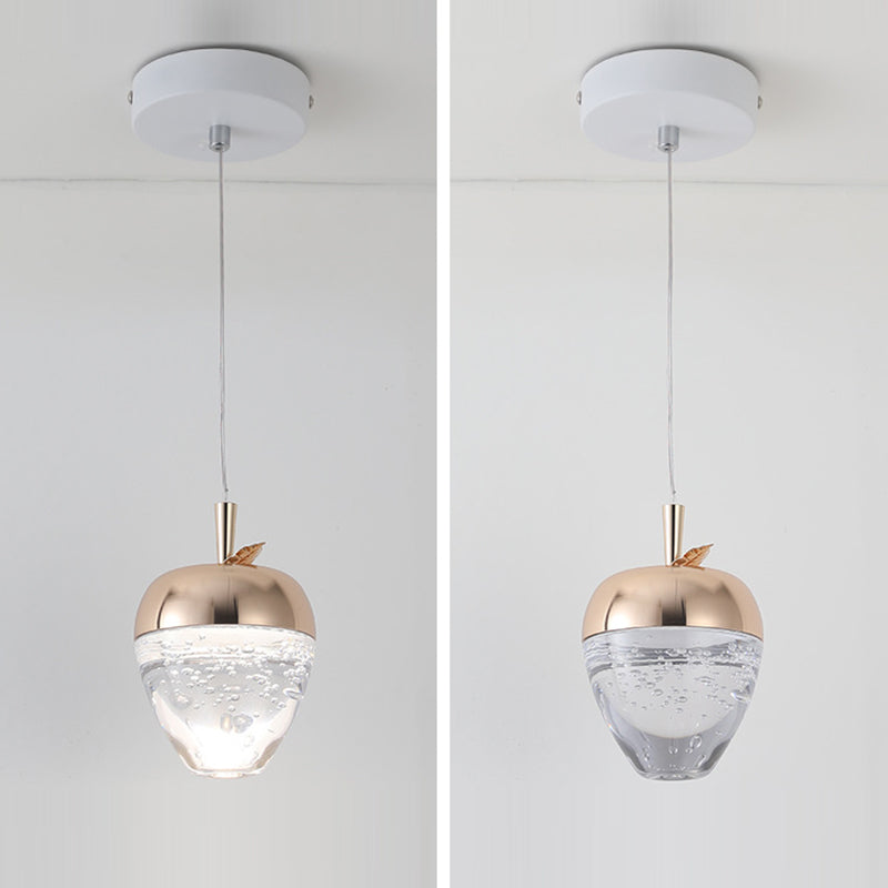 Contemporary Creative Apple Gourd Round Oval Aluminum Crystal LED Pendant Light For Bedroom