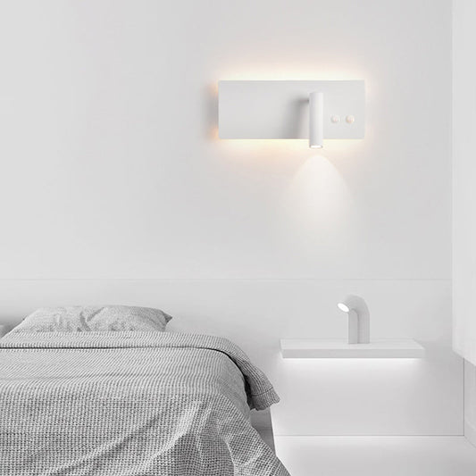 مصباح حائط LED مصنوع من الحديد والألومنيوم بتصميم عصري بسيط على شكل أسطوانة مستطيلة لغرفة النوم 