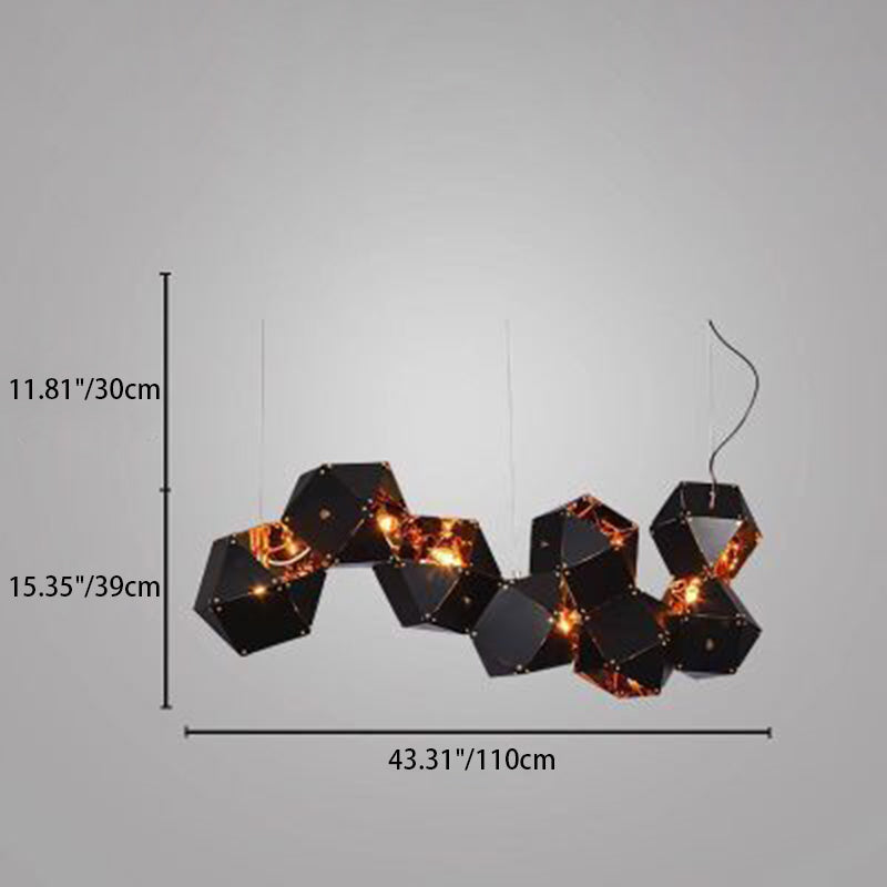 Contemporary Scandinavian Rubik's Cube Polyhedron Stainless Steel 6/8/10/12 Light Island Light Chandelier For Dining Room