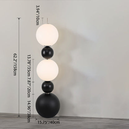 Contemporary Creative Sugarloaf Round Orb Resin Stainless Steel Glass LED Standing Floor Lamp For Living Room