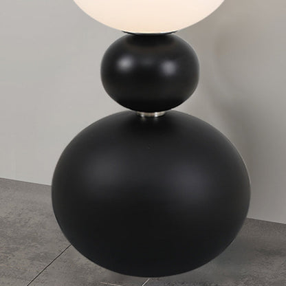 Contemporary Creative Sugarloaf Round Orb Resin Stainless Steel Glass LED Standing Floor Lamp For Living Room