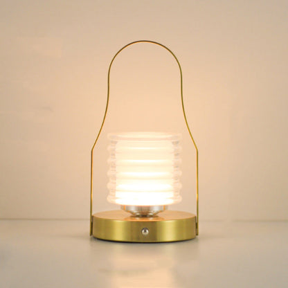 Contemporary Creative Cylinder Round Ball Mountain Shape Round Base Iron Acrylic LED Table Lamp For Bedroom
