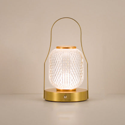 Contemporary Creative Cylinder Round Ball Mountain Shape Round Base Iron Acrylic LED Table Lamp For Bedroom
