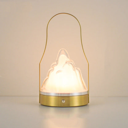 Contemporary Creative Cylinder Round Ball Mountain Shape Round Base Iron Acrylic LED Table Lamp For Bedroom