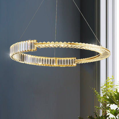 ثريا كريستال LED دائرية فاخرة حديثة لغرفة المعيشة