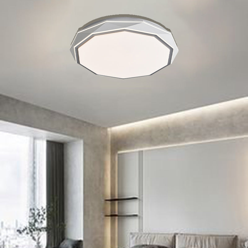Modern Minimalist Round Polygon Dome Iron Acrylic LED Flush Mount Ceiling Light For Bedroom