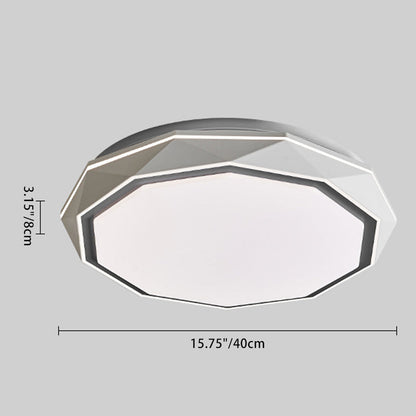 Modern Minimalist Round Polygon Dome Iron Acrylic LED Flush Mount Ceiling Light For Bedroom