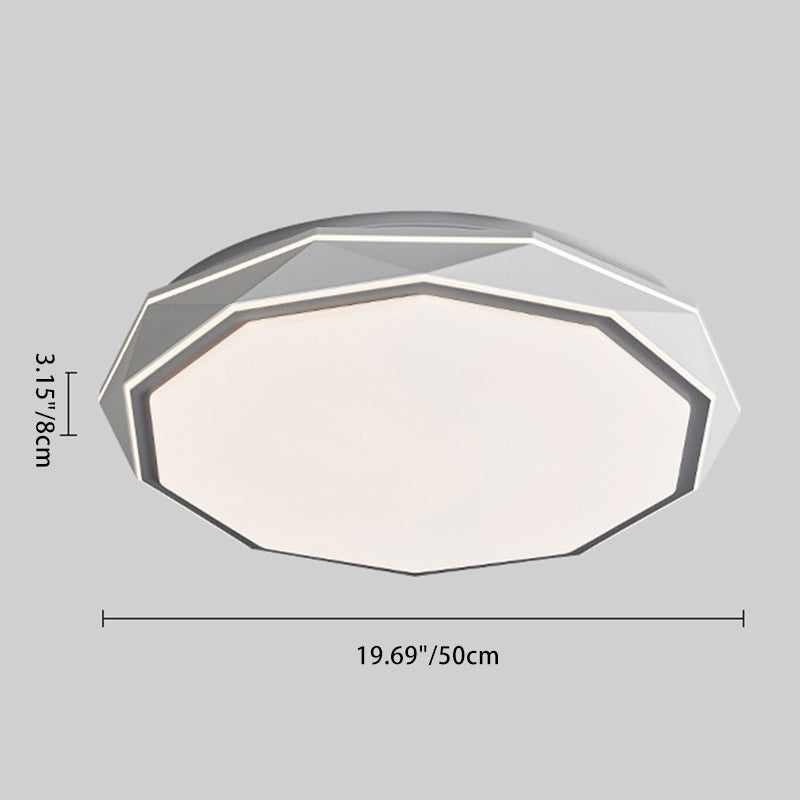 Modern Minimalist Round Polygon Dome Iron Acrylic LED Flush Mount Ceiling Light For Bedroom
