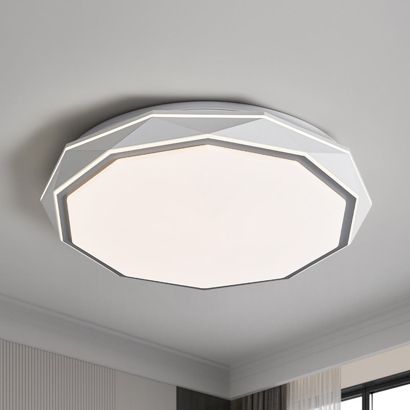 Modern Minimalist Round Polygon Dome Iron Acrylic LED Flush Mount Ceiling Light For Bedroom