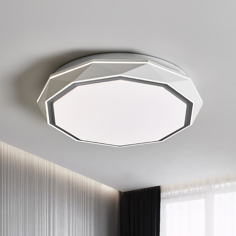 Modern Minimalist Round Polygon Dome Iron Acrylic LED Flush Mount Ceiling Light For Bedroom