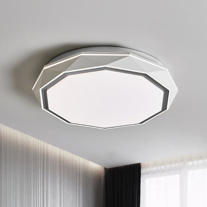 Modern Minimalist Round Polygon Dome Iron Acrylic LED Flush Mount Ceiling Light For Bedroom