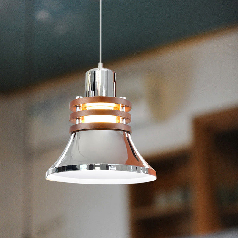 Traditional Vintage Round Cylinder Bell Cake Shape Iron 1-Light Pendant Light For Bedroom