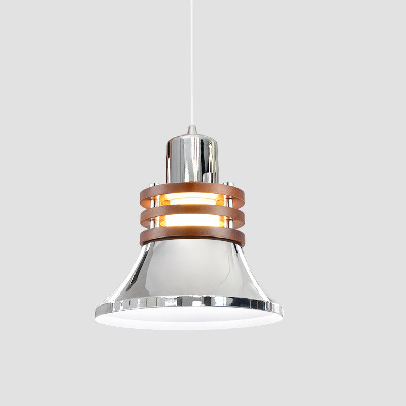 Traditional Vintage Round Cylinder Bell Cake Shape Iron 1-Light Pendant Light For Bedroom