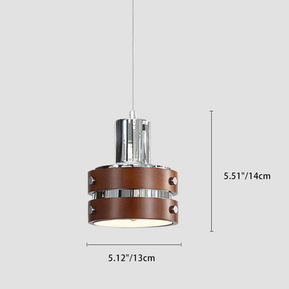 Traditional Vintage Round Cylinder Bell Cake Shape Iron 1-Light Pendant Light For Bedroom