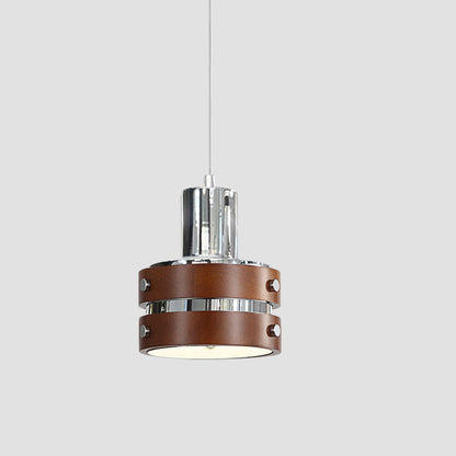 Traditional Vintage Round Cylinder Bell Cake Shape Iron 1-Light Pendant Light For Bedroom