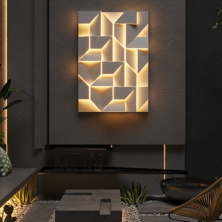 Modern Minimalist Solar Waterproof Rectangle Geometric Stainless Steel LED Wall Sconce Lamp For Outdoor