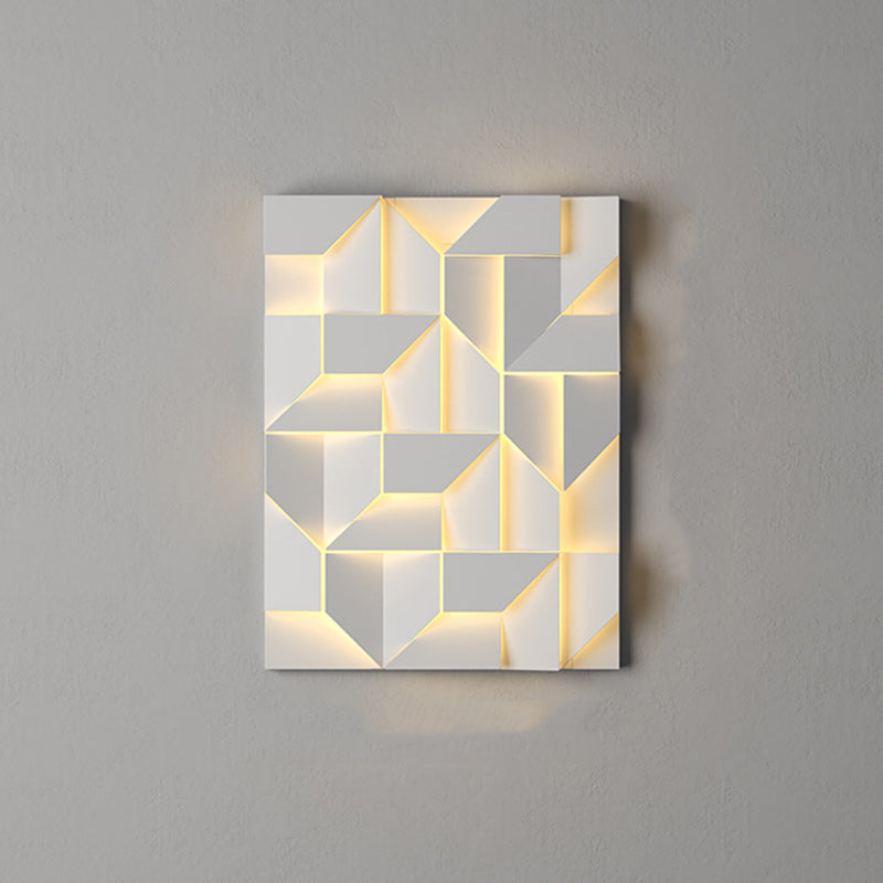Modern Minimalist Solar Waterproof Rectangle Geometric Stainless Steel LED Wall Sconce Lamp For Outdoor