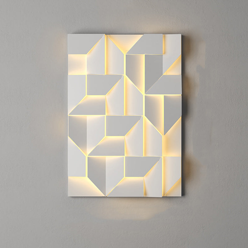 Modern Minimalist Solar Waterproof Rectangle Geometric Stainless Steel LED Wall Sconce Lamp For Outdoor