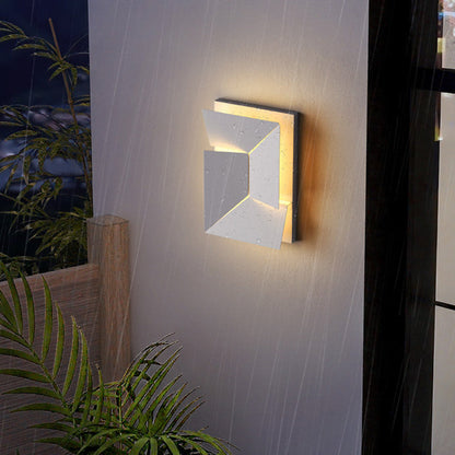 Modern Minimalist Solar Waterproof Rectangle Geometric Stainless Steel LED Wall Sconce Lamp For Outdoor