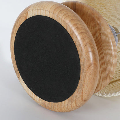 Modern Mid-Century Round Cylindrical Ash Wood Paper Rope Hardware 1-Light Table Lamp For Bedroom