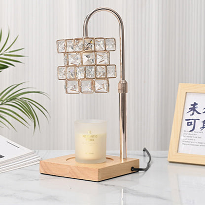Modern Luxury Rubik's Cube Diamond Wood Hardware Glass 1-Light Melting Wax Table Lamp For Bedroom